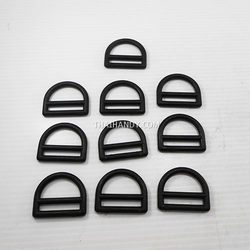 ห่วงพลาสติกตัว D 2 ช่อง ขนาด 1.2 นิ้ว บรรจุ 10 อัน สีดำ รูปเต็ม