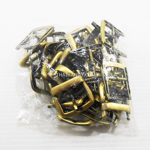 หัวเข็มขัดสี่เหลี่ยม โลหะ ขนาด 1.8 X 2.5cm  บรรจุ 100 อัน สีทองรมดำ รูปเต็ม