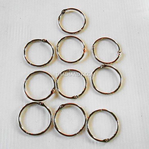 ห่วงสปริงกลม ขนาด 38 mm  บรรจุ 10 อัน สีนิเกิ้ล รูปเต็ม