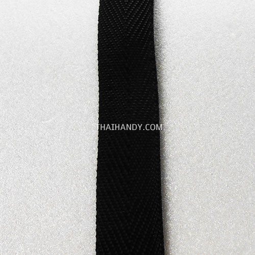 สายผ้า-ผ้ากุ๊น PP  ลายก้างปลา ขนาด 6 หุน (2 cm) บรรจุ 1 เมตร สีดำ รูปเต็ม