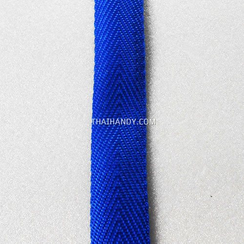 สายผ้า-ผ้ากุ๊น PP  ลายก้างปลา ขนาด 6 หุน (2 cm) บรรจุ 1 เมตร สีน้ำเงิน รูปเต็ม