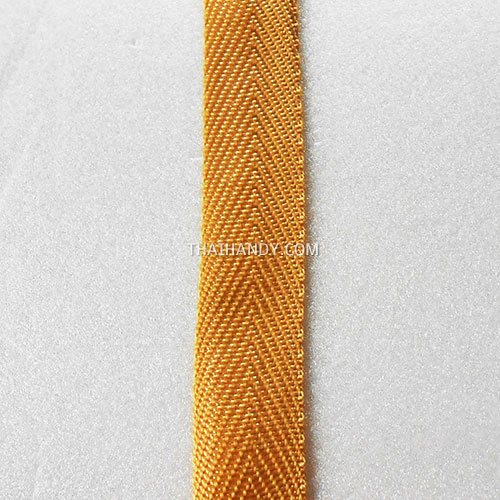 สายผ้า-ผ้ากุ๊น PP  ลายก้างปลา ขนาด 6 หุน (2 cm) บรรจุ 1 เมตร สีกากีแกมทอง รูปเต็ม