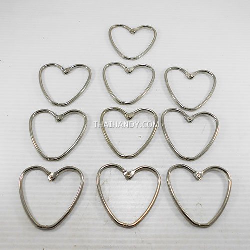 ห่วงสปริงหัวใจ ขนาด 50x60 mm  บรรจุ 10 อัน สีนิเกิ้ล รูปเต็ม