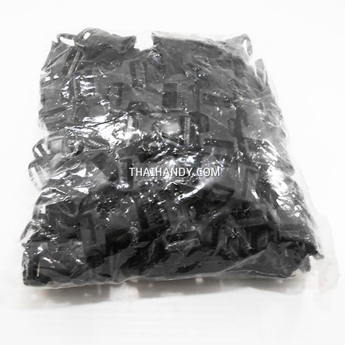 ตัวล็อคสายก้ามปูสี่เหลี่ยม พลาสติก ขนาด 3/4 นิ้ว (6 หุน) บรรจุ 400 อัน สีดำ รูปเต็ม