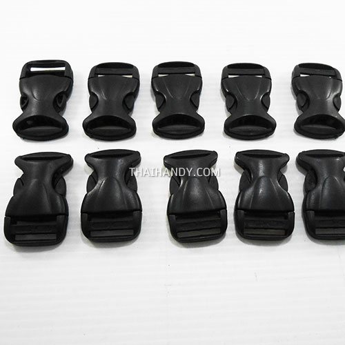 ตัวล็อคสายก้ามปูเต่า พลาสติก ขนาด 1 นิ้ว บรรจุ 10 อัน สีดำ รูปเต็ม