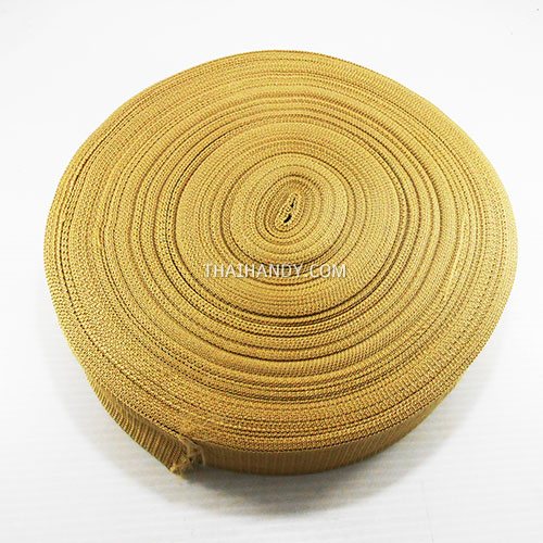 สายผ้า-ผ้ากุ๊น PP  ลายเวอร์จิ้น ขนาด 2 นิ้ว บรรจุ 50 เมตร สีกากีแกมทอง รูปเต็ม