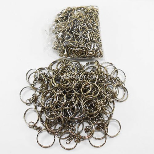 ห่วงพวงกุญแจ พร้อมโซ่ข้อต่อสามเหลี่ยม ขนาด 1.8 cm  บรรจุ 100 อัน สีนิเกิ้ล รูปเต็ม