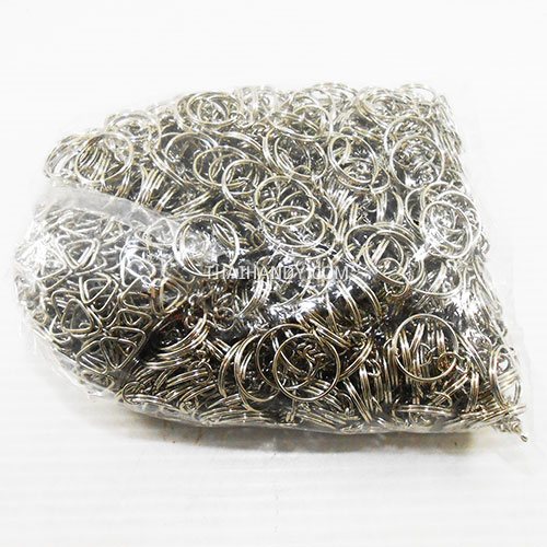 ห่วงพวงกุญแจ พร้อมโซ่ข้อต่อสามเหลี่ยม ขนาด 1.8 cm  บรรจุ 500 อัน สีนิเกิ้ล รูปเต็ม