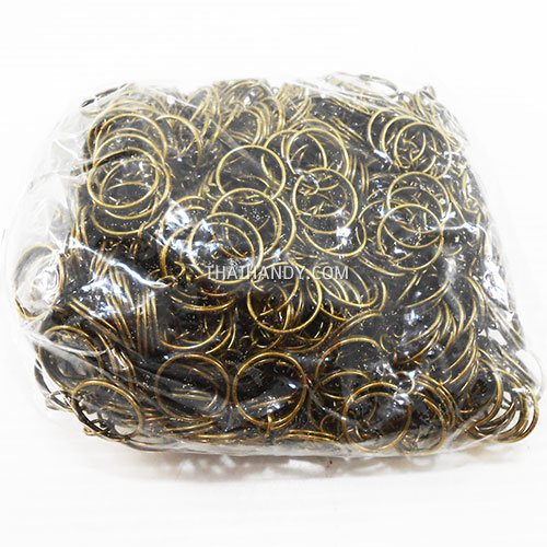 ห่วงพวงกุญแจ พร้อมโซ่ข้อต่อสามเหลี่ยม ขนาด 1.8 cm  บรรจุ 500 อัน สีทองรมดำ รูปเต็ม