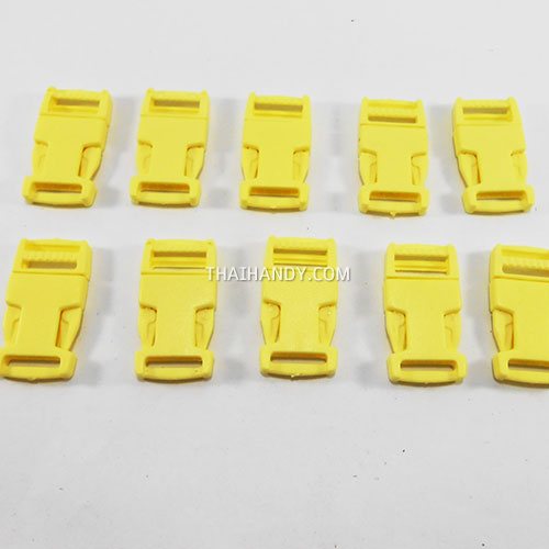 ตัวล็อคสายก้ามปูสี่เหลี่ยม พลาสติก ขนาด 1/2 นิ้ว (4 หุน) บรรจุ 10 อัน สีเหลือง รูปเต็ม