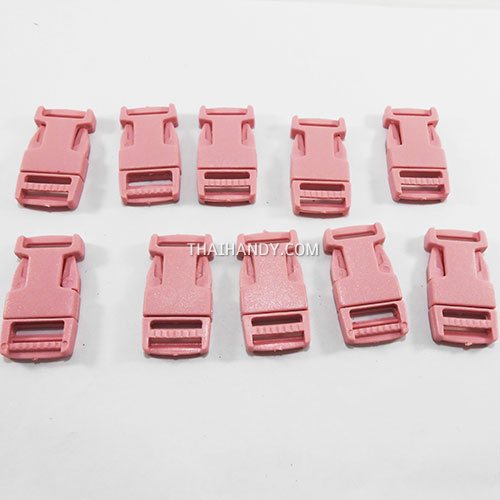 ตัวล็อคสายก้ามปูสี่เหลี่ยม พลาสติก ขนาด 1/2 นิ้ว (4 หุน) บรรจุ 10 อัน สีชมพู รูปเต็ม