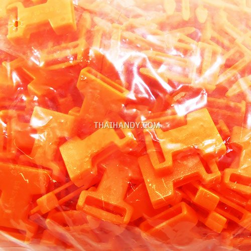 ตัวล็อคสายก้ามปูสี่เหลี่ยม พลาสติก ขนาด 1/2 นิ้ว (4 หุน) บรรจุ 100 อัน สีส้ม รูปเต็ม