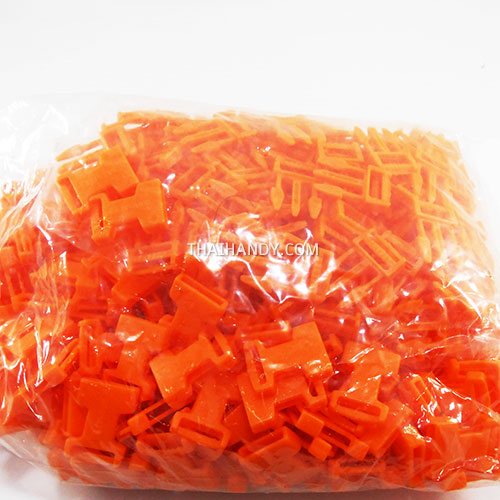 ตัวล็อคสายก้ามปูสี่เหลี่ยม พลาสติก ขนาด 1/2 นิ้ว (4 หุน) บรรจุ 400 อัน สีส้ม รูปเต็ม