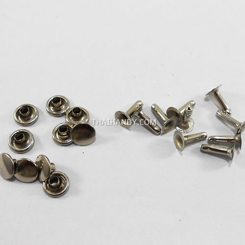 ตะปูย้ำหน้าเดียว หน้ากว้าง 8 มิล ขนาดขายาว 12 mm  บรรจุ 10 ชุด สีนิเกิ้ล รูปเต็ม