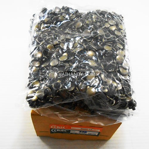 ตะปูย้ำหน้าเดียว หน้ากว้าง 8 มิล ขนาดขายาว 12 mm  บรรจุ 6000 ชุด สีทองรมดำ รูปเต็ม