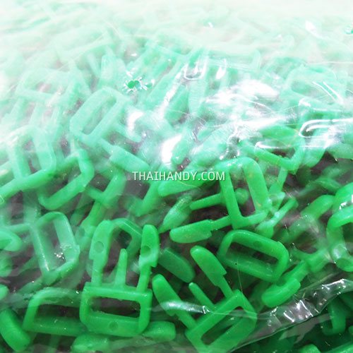 ตัวล็อคสายก้ามปูสี่เหลี่ยม พลาสติก ขนาด 3/8 นิ้ว (3 หุน) บรรจุ 100 อัน สีเขียว รูปเต็ม