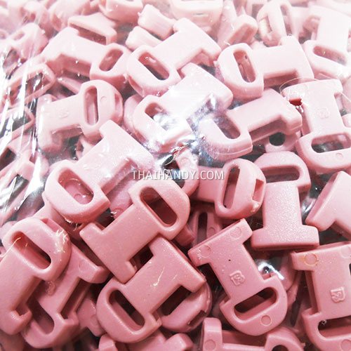 ตัวล็อคสายก้ามปูสี่เหลี่ยม พลาสติก ขนาด 3/8 นิ้ว (3 หุน) บรรจุ 100 อัน สีชมพู รูปเต็ม