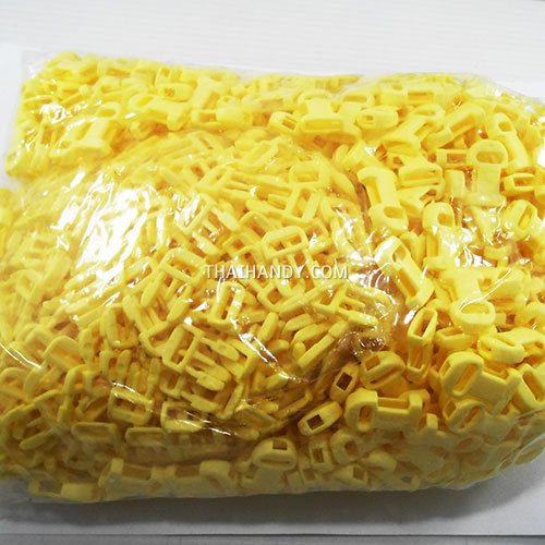 ตัวล็อคสายก้ามปูสี่เหลี่ยม พลาสติก ขนาด 3/8 นิ้ว (3 หุน) บรรจุ 500 อัน สีเหลือง รูปเต็ม