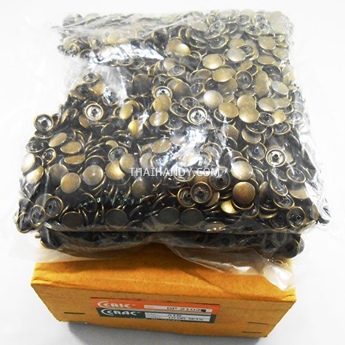 กระดุมแป๊กเหล็ก ขนาดหน้ากว้าง 10 mm (vt2) บรรจุ 1440 ชุด สีทองรมดำ รูปเต็ม