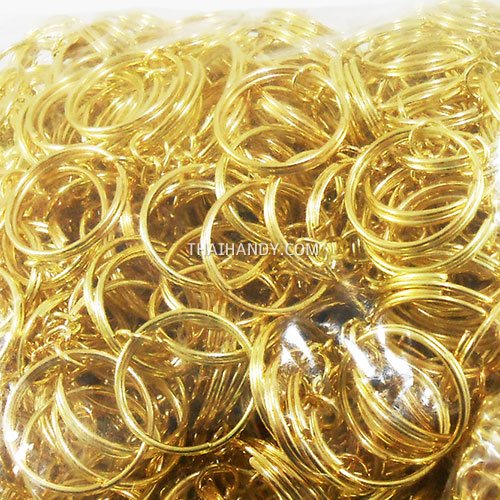 ห่วงพวงกุญแจ พร้อมโซ่ข้อต่อกลม ขนาด 2 cm  บรรจุ 100 อัน สีทอง รูปเต็ม