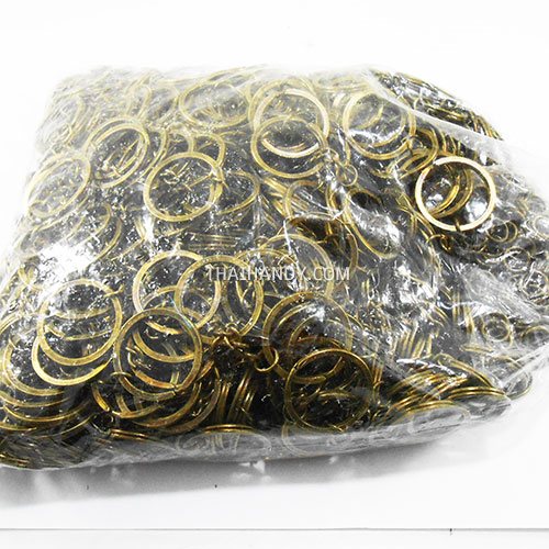 ห่วงพวงกุญแจแบนหนา พร้อมโซ่ข้อต่อกลม ขนาด 2 cm  บรรจุ 500 อัน สีทองรมดำ รูปเต็ม