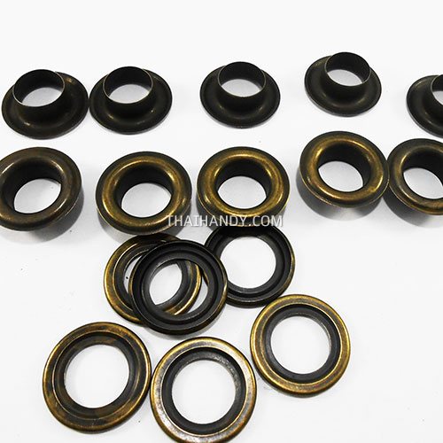 ตาไก่ เหล็ก ขนาด 16 mm (30) บรรจุ 10 ชุด สีทองรมดำ รูปเต็ม