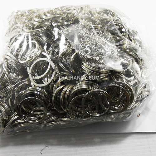 ห่วงพวงกุญแจแบนหนา พร้อมโซ่ข้อต่อกลม ขนาด 3 cm  บรรจุ 500 อัน สีนิเกิ้ล รูปเต็ม