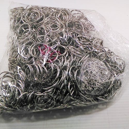 ห่วงพวงกุญแจ พร้อมโซ่ข้อต่อกลม ขนาด 2.5 cm  บรรจุ 500 อัน สีนิเกิ้ล รูปเต็ม