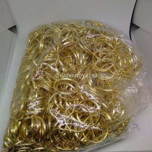 ห่วงพวงกุญแจ พร้อมโซ่ข้อต่อสามเหลี่ยม ขนาด 2.5 cm  บรรจุ 500 อัน สีทอง รูปเต็ม