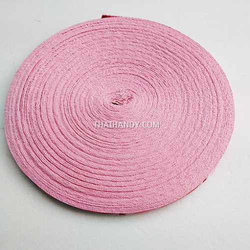สายผ้า-ผ้ากุ๊น Cotton (ฝ้าย) การ์ตูน 2 หน้า ขนาด 3 หุน (1 cm) บรรจุ 50 เมตร สีชมพู รูปเต็ม