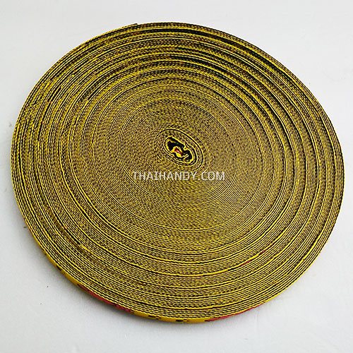 สายผ้า-ผ้ากุ๊น Cotton (ฝ้าย) การ์ตูน 2 หน้า ขนาด 3 หุน (1 cm) บรรจุ 50 เมตร สีเหลือง รูปเต็ม