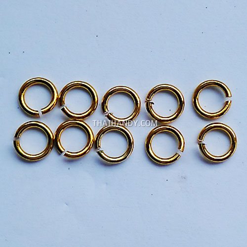 ห่วงอลูมิเนียมกลม ขนาด 5.1 mmหนา #18  บรรจุ 10 อัน สีทอง รูปเต็ม