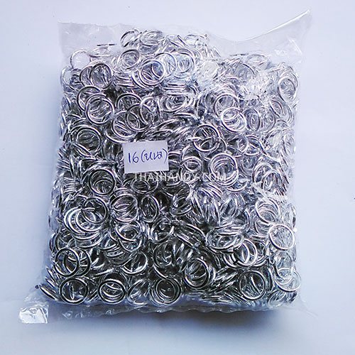 ห่วงอลูมิเนียมกลม ขนาด 9 mmหนา #16  บรรจุ 1000 อัน สีเงิน รูปเต็ม