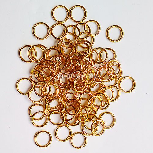 ห่วงอลูมิเนียมกลม ขนาด 9 mm #16  บรรจุ 100 อัน สีทอง รูปเต็ม