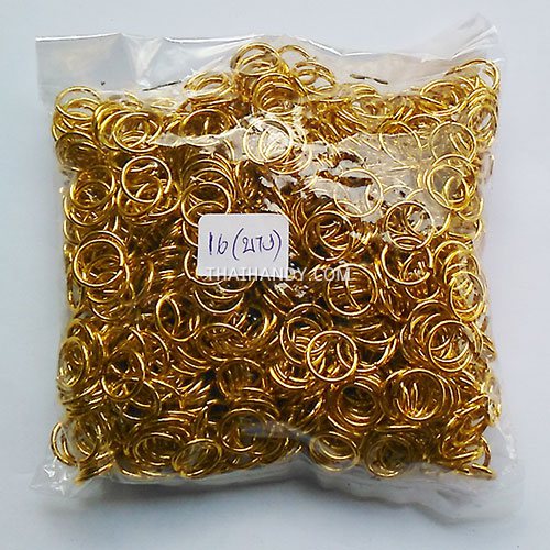 ห่วงอลูมิเนียมกลม ขนาด 9 mm #16  บรรจุ 1000 อัน สีทอง รูปเต็ม