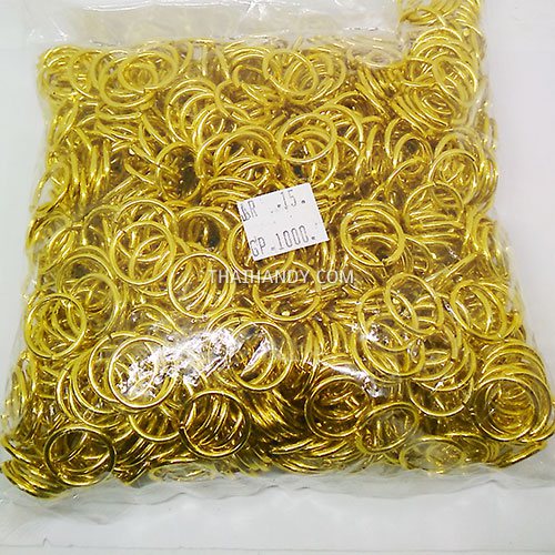 ห่วงอลูมิเนียมกลม ขนาด 13 mm #15  บรรจุ 1000 อัน สีทอง รูปเต็ม