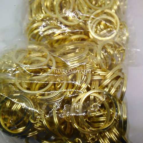 ห่วงพวงกุญแจแบนหนา พร้อมโซ่ข้อต่อกลม ขนาด 2.5 cm  บรรจุ 500 อัน สีทอง รูปเต็ม