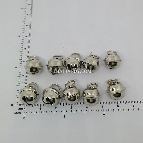 กระพรวนเหล็ก เงา ขนาด 12 mm  บรรจุ 10 อัน สีเงิน รูปเต็ม