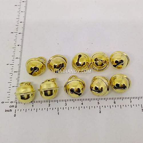 กระพรวนเหล็ก เงา ขนาด 12 mm  บรรจุ 10 อัน สีทอง รูปเต็ม