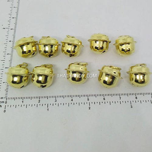 กระพรวนเหล็ก เงา ขนาด 15 mm  บรรจุ 10 อัน สีทอง รูปเต็ม