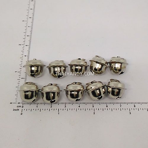 กระพรวนเหล็ก เงา ขนาด 18 mm  บรรจุ 10 อัน สีเงิน รูปเต็ม