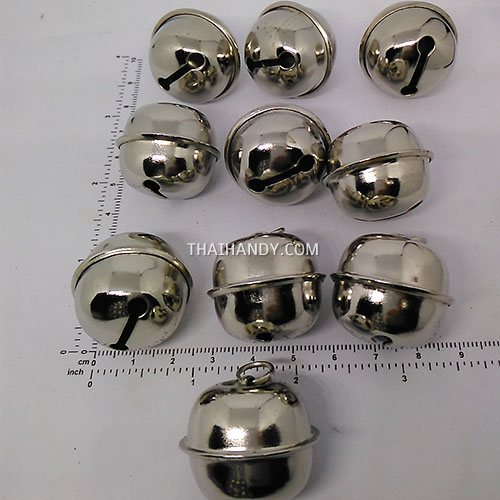 กระพรวนเหล็ก เงา ขนาด 30 mm  บรรจุ 10 อัน สีเงิน รูปเต็ม