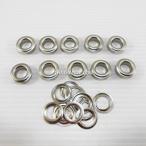 ตาไก่ ทองเหลือง ขนาด 11 mm (25) บรรจุ 10 ชุด สีนิเกิ้ล รูปเต็ม