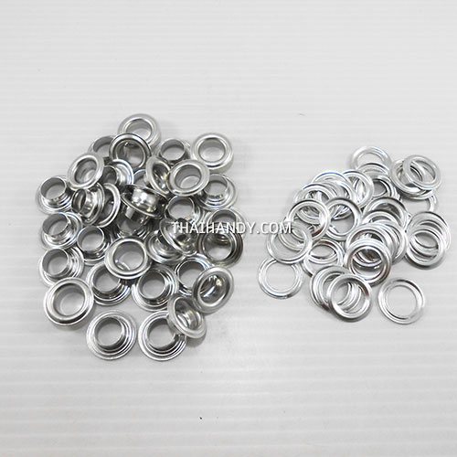ตาไก่ ทองเหลือง ขนาด 11 mm (25) บรรจุ 100 ชุด สีนิเกิ้ล รูปเต็ม