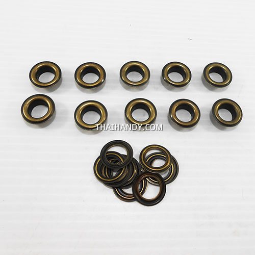 ตาไก่ ทองเหลือง ขนาด 11 mm (25) บรรจุ 10 ชุด สีทองรมดำ รูปเต็ม