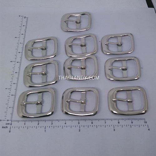 หัวเข็มขัดสี่เหลี่ยม โลหะ ขนาด 1.6X2.5 cm  บรรจุ 10 อัน สีนิเกิ้ล รูปเต็ม