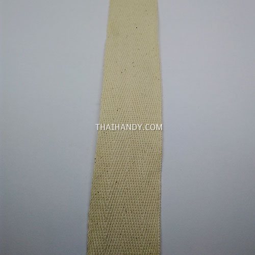 สายผ้า-ผ้ากุ๊น Cotton (ฝ้าย) ลายก้างปลา ขนาด 1.2 นิ้ว บรรจุ 1 เมตร สีด้ายดิบ รูปเต็ม