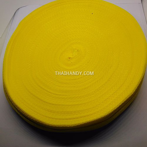 สายผ้า-ผ้ากุ๊น PP  ลายเวอร์จิ้น ขนาด 1 นิ้ว บรรจุ 50 เมตร สีเหลือง รูปเต็ม