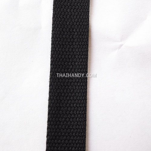 สายผ้า-ผ้ากุ๊น Cotton (ฝ้าย) สปันหนา ขนาด 1 นิ้ว บรรจุ 1 เมตร สีดำ รูปเต็ม