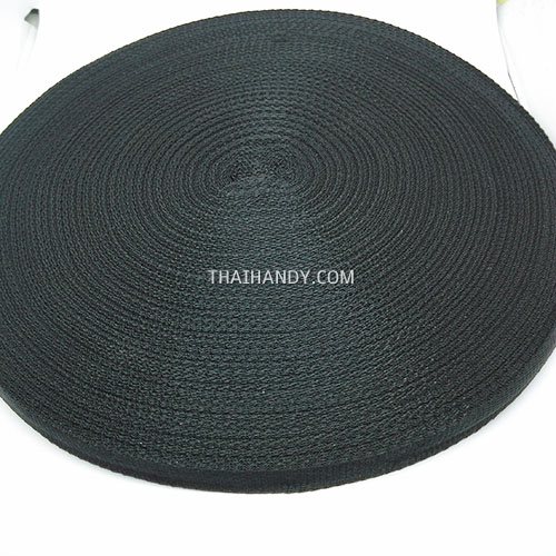 สายผ้า-ผ้ากุ๊น PP  ลายเรียบ ขนาด 4 หุน (13 cm) บรรจุ 50 เมตร สีดำ รูปเต็ม